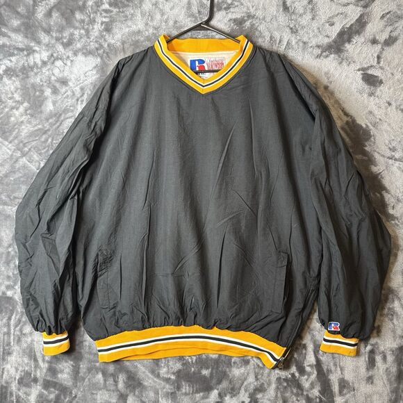 Vintage 90s Russell Athletic Windbreaker Crewneck Sweatshirt Black Size XXL - Picture 1 of 7